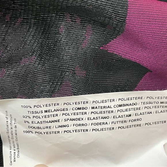 Joseph Ribkoff Floral Sheath Dress Size 8 Black & Purple Party Cocktail Ruched - Picture 4 of 6